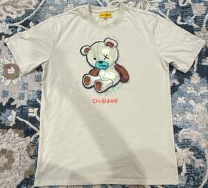 Civilized CVLZD Bear T-Shirt Size L Beige Graphic Tee